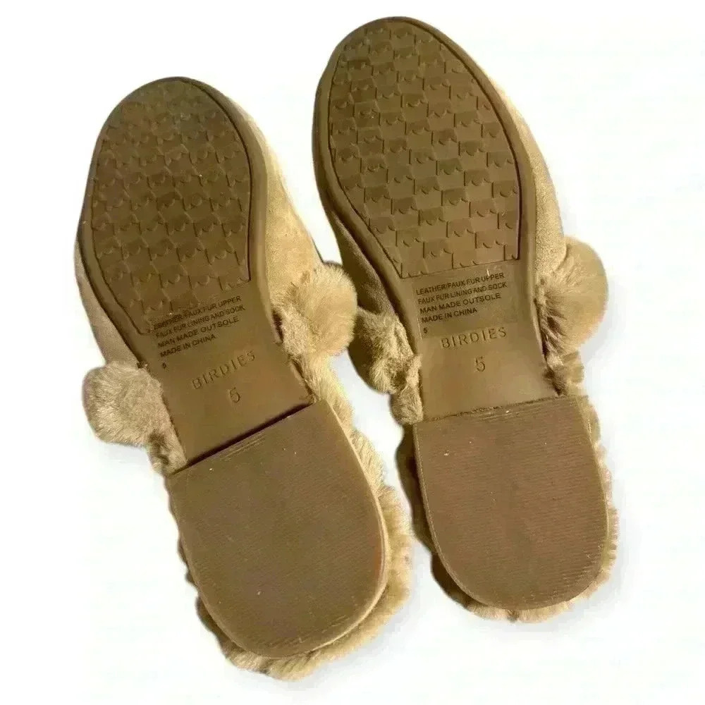 NWOT Birdies The Songbird Biscotti women’s Faux Fur Suede Slide Slippers sz 5.5 - Picture 5 of 6